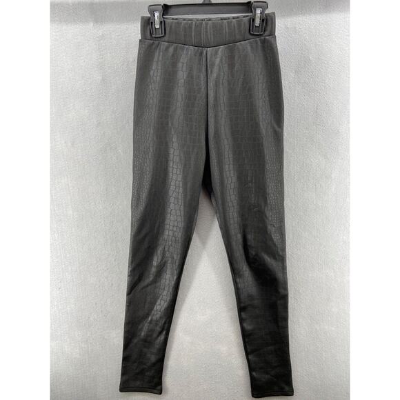 TOPSHOP Leggings Womens Sz 2 Black Faux Snake Stretch High Rise Comfort - Picture 1 of 11